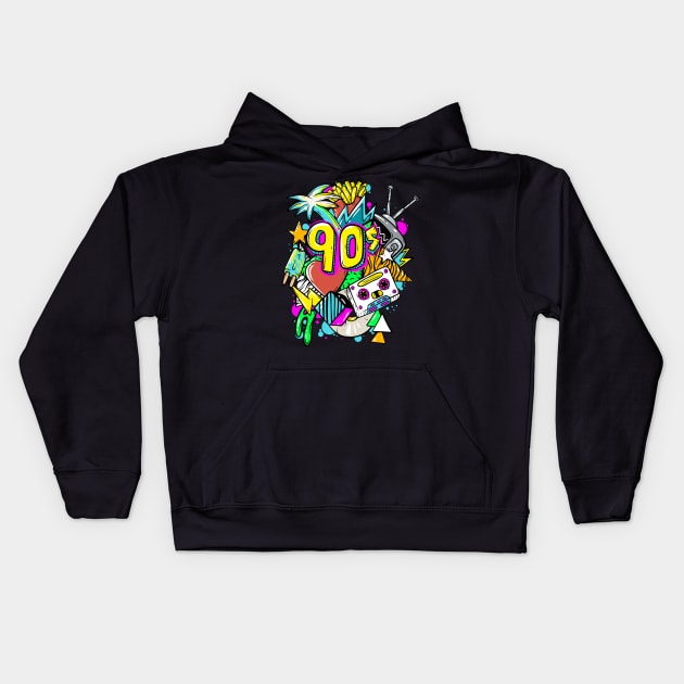 90's Shirt Vintage I Love the 90s 1990's Nostalgia Throwback Kids Hoodie by SWIFTYSPADE